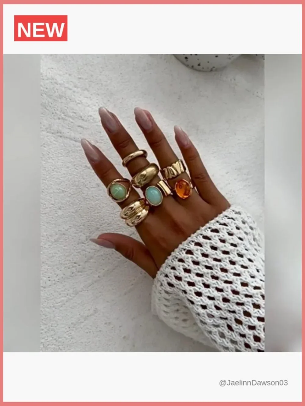 Chunky Gold Square Knuckle Ring Set Adjustable Stacking Rings Statement Jewelry